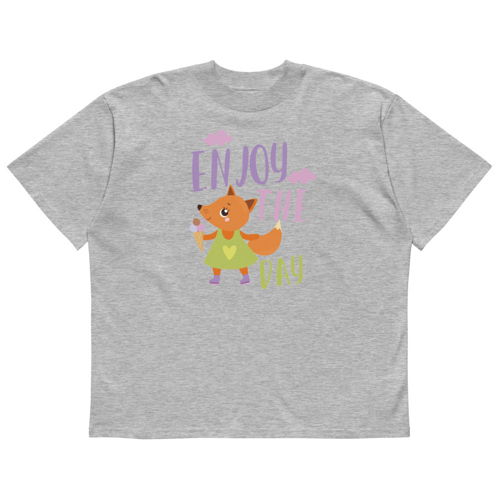 Orange fox - Ẹnoy the day | Unisex Organic Oversized High Neck Blaster 2.0 T-Shirt | Stanley/Stella SATU020