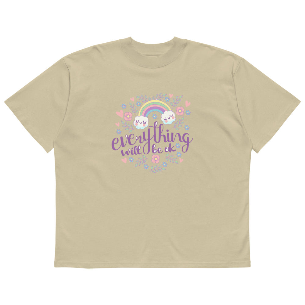 Rainbow - Everything will be ok | Unisex Organic Oversized High Neck Blaster 2.0 T-Shirt | Stanley/Stella SATU020