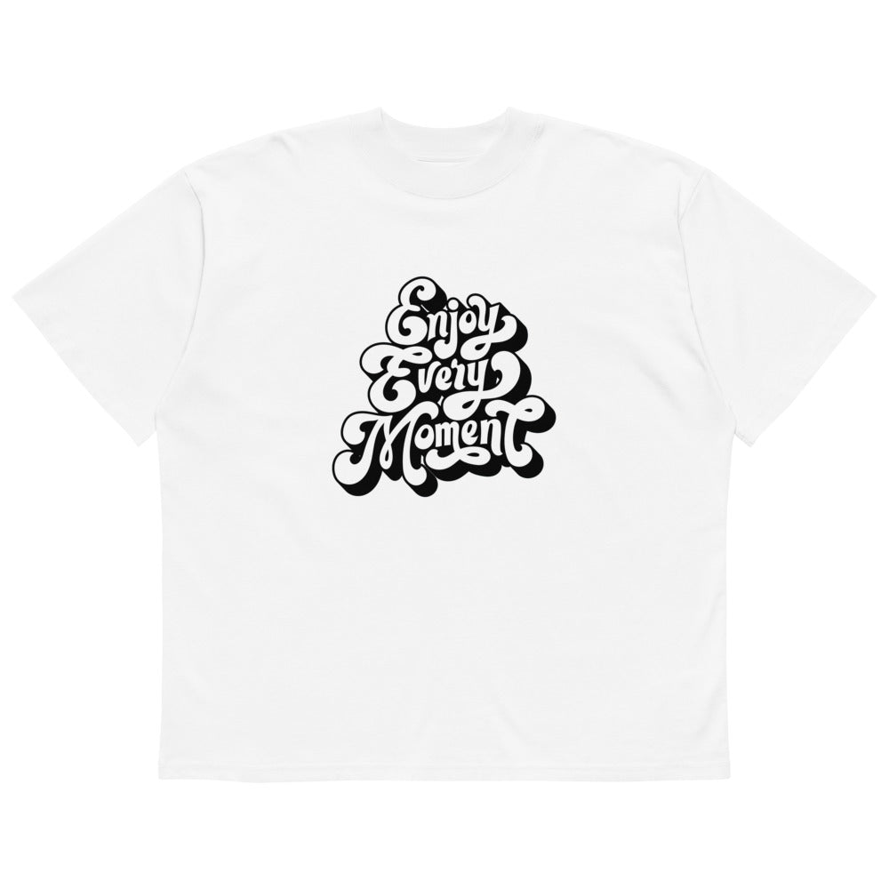 Enjoy every moments white | Unisex Organic Oversized High Neck Blaster 2.0 T-Shirt | Stanley/Stella SATU020