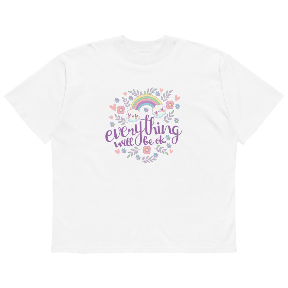 Rainbow - Everything will be ok | Unisex Organic Oversized High Neck Blaster 2.0 T-Shirt | Stanley/Stella SATU020