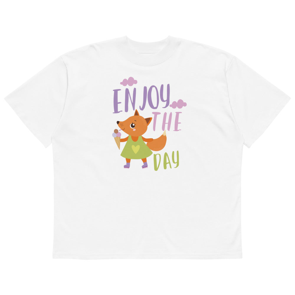 Orange fox - Ẹnoy the day | Unisex Organic Oversized High Neck Blaster 2.0 T-Shirt | Stanley/Stella SATU020