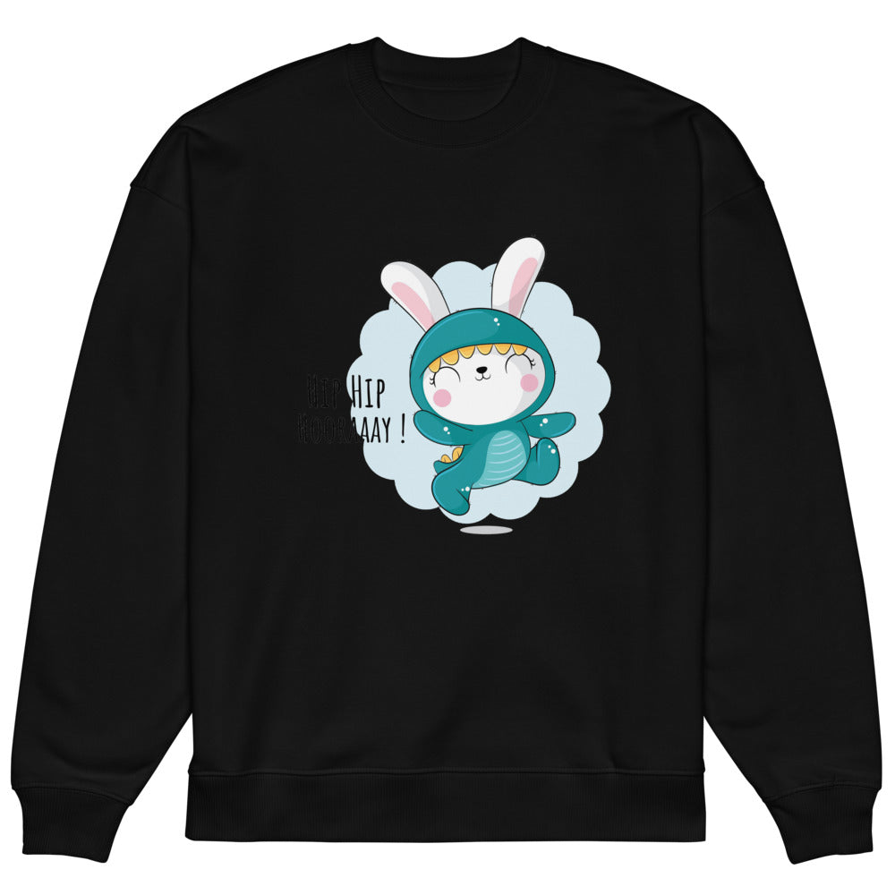 Green rabbit - HIP HIP HOORAAAY | Unisex Organic Oversized Raddler 2.0 Sweatshirt | Stanley/Stella SASU025