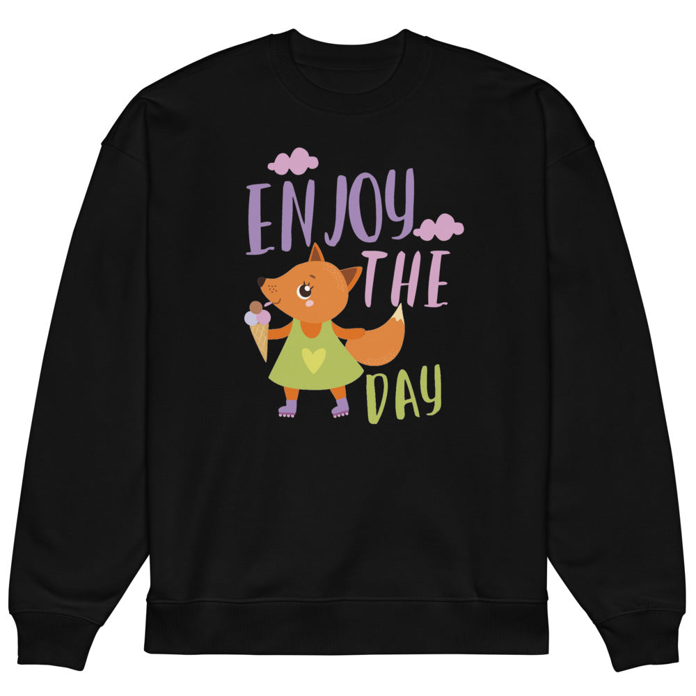 Orange fox - Ẹnoy the day | Unisex Organic Oversized Raddler 2.0 Sweatshirt | Stanley/Stella SASU025