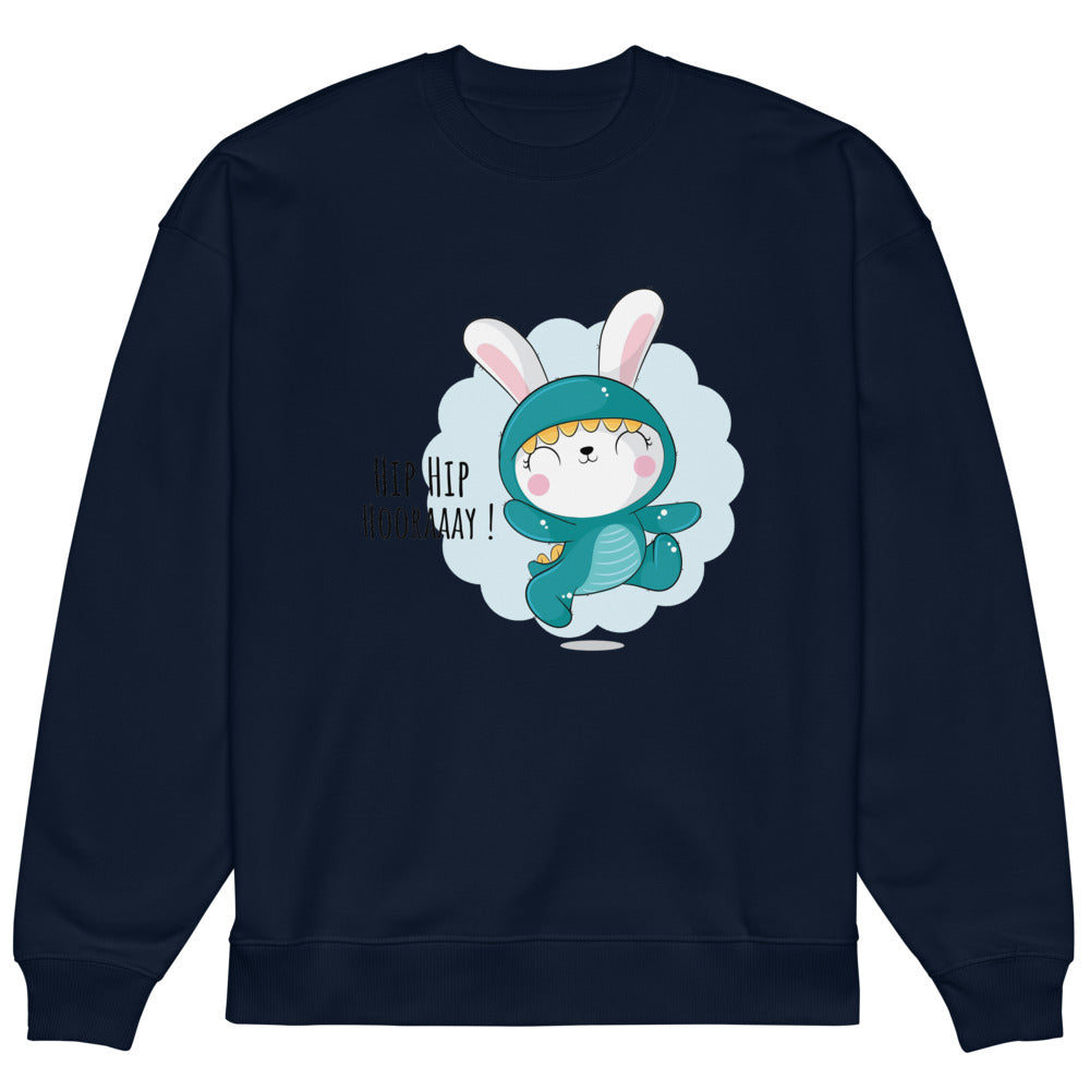 Green rabbit - HIP HIP HOORAAAY | Unisex Organic Oversized Raddler 2.0 Sweatshirt | Stanley/Stella SASU025