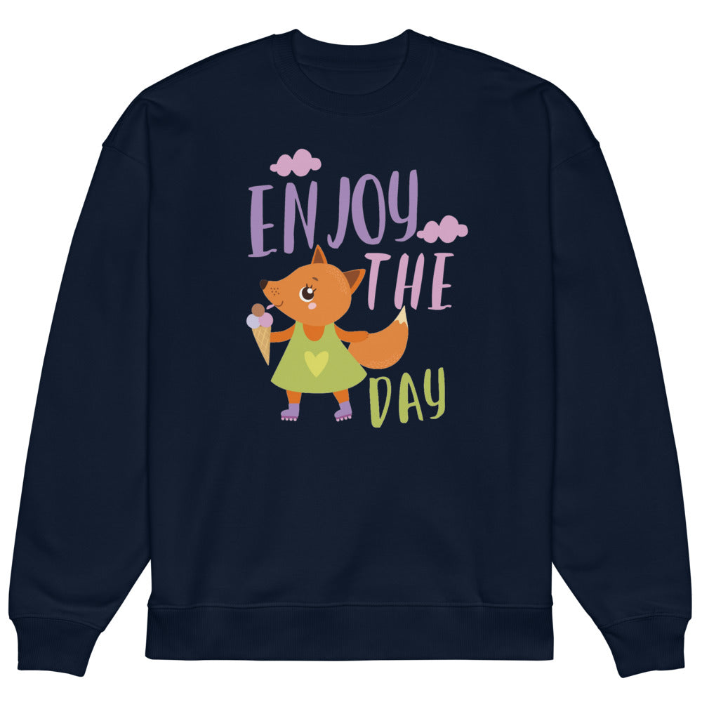 Orange fox - Ẹnoy the day | Unisex Organic Oversized Raddler 2.0 Sweatshirt | Stanley/Stella SASU025