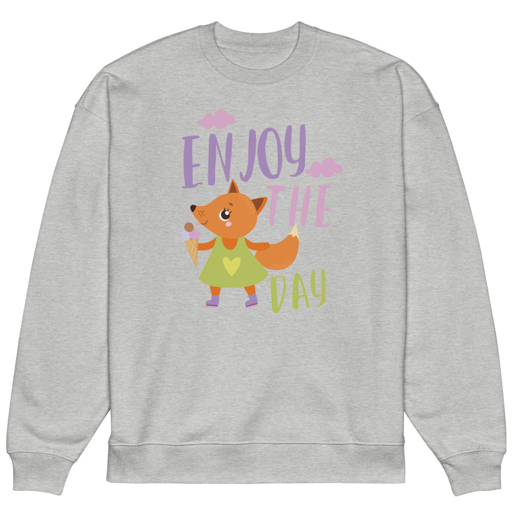 Orange fox - Ẹnoy the day | Unisex Organic Oversized Raddler 2.0 Sweatshirt | Stanley/Stella SASU025