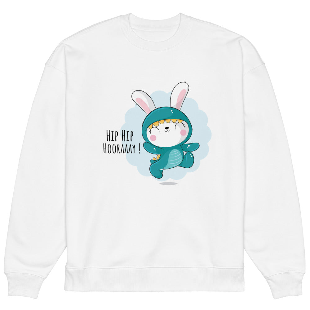 Green rabbit - HIP HIP HOORAAAY | Unisex Organic Oversized Raddler 2.0 Sweatshirt | Stanley/Stella SASU025
