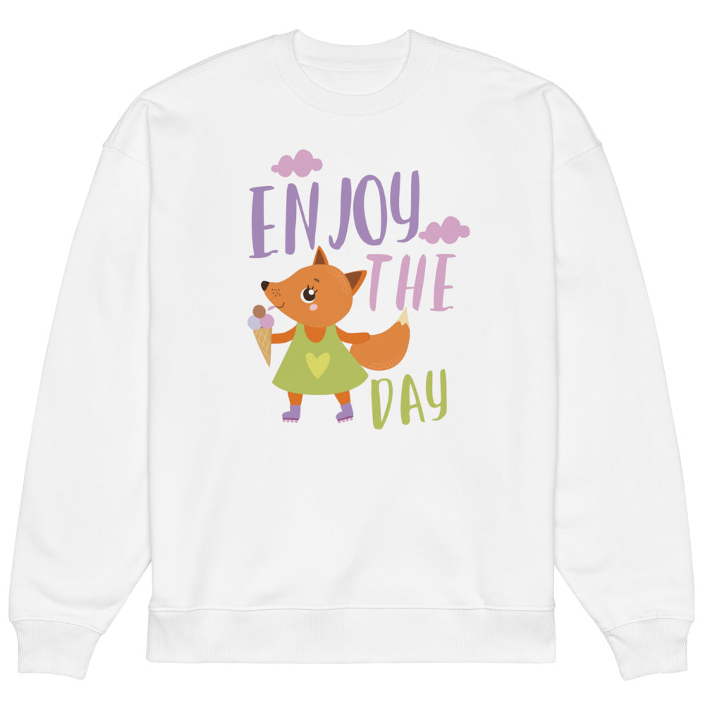 Orange fox - Ẹnoy the day | Unisex Organic Oversized Raddler 2.0 Sweatshirt | Stanley/Stella SASU025