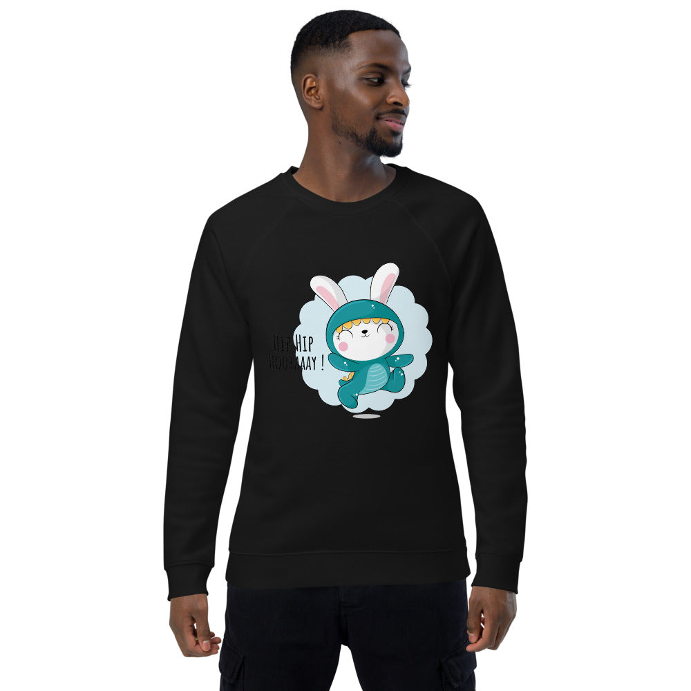 Green rabbit - HIP HIP HOORAAAY | Unisex Organic Raglan Sweatshirt | SOL'S 03567