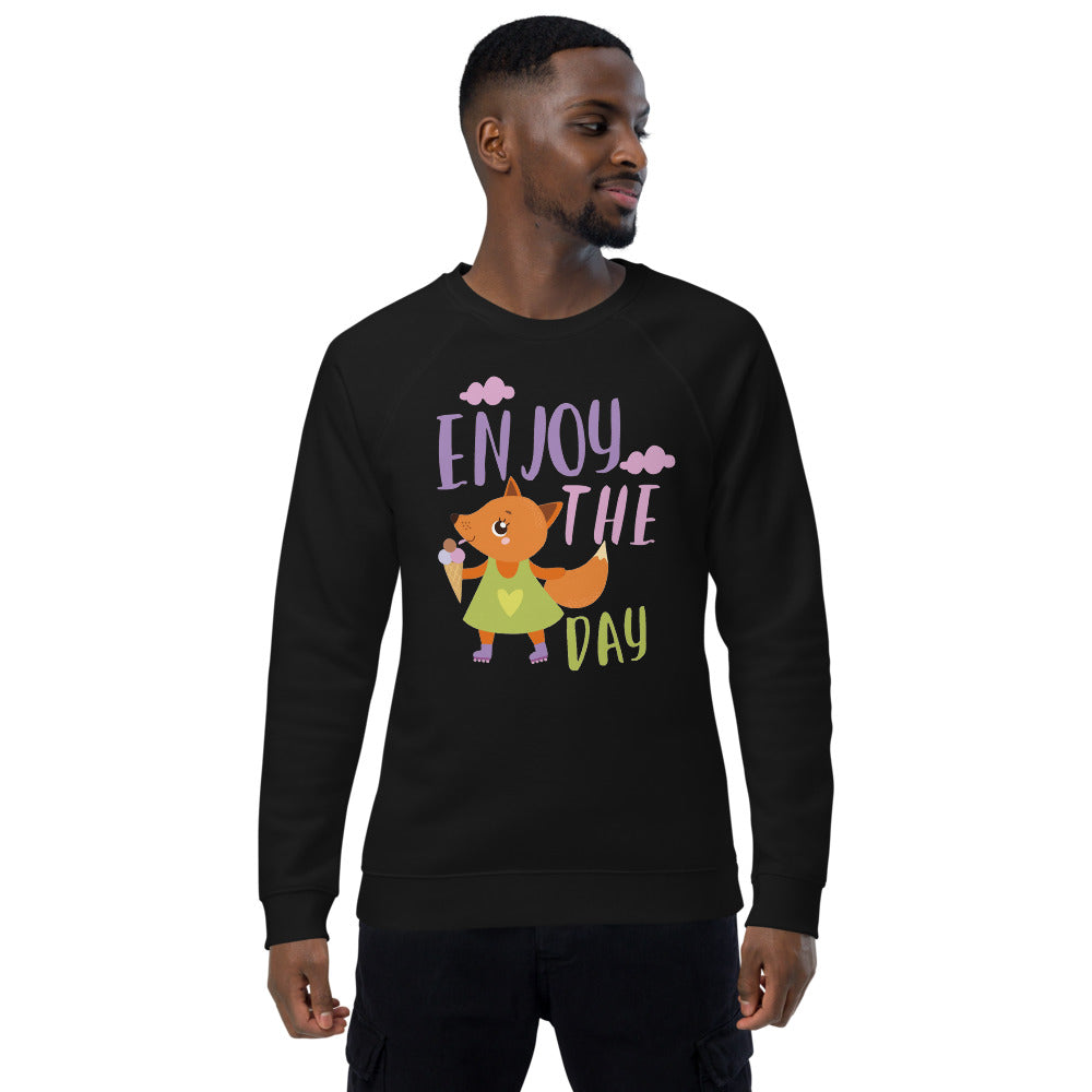 Orange fox - Ẹnoy the day | Unisex Organic Raglan Sweatshirt | SOL'S 03567