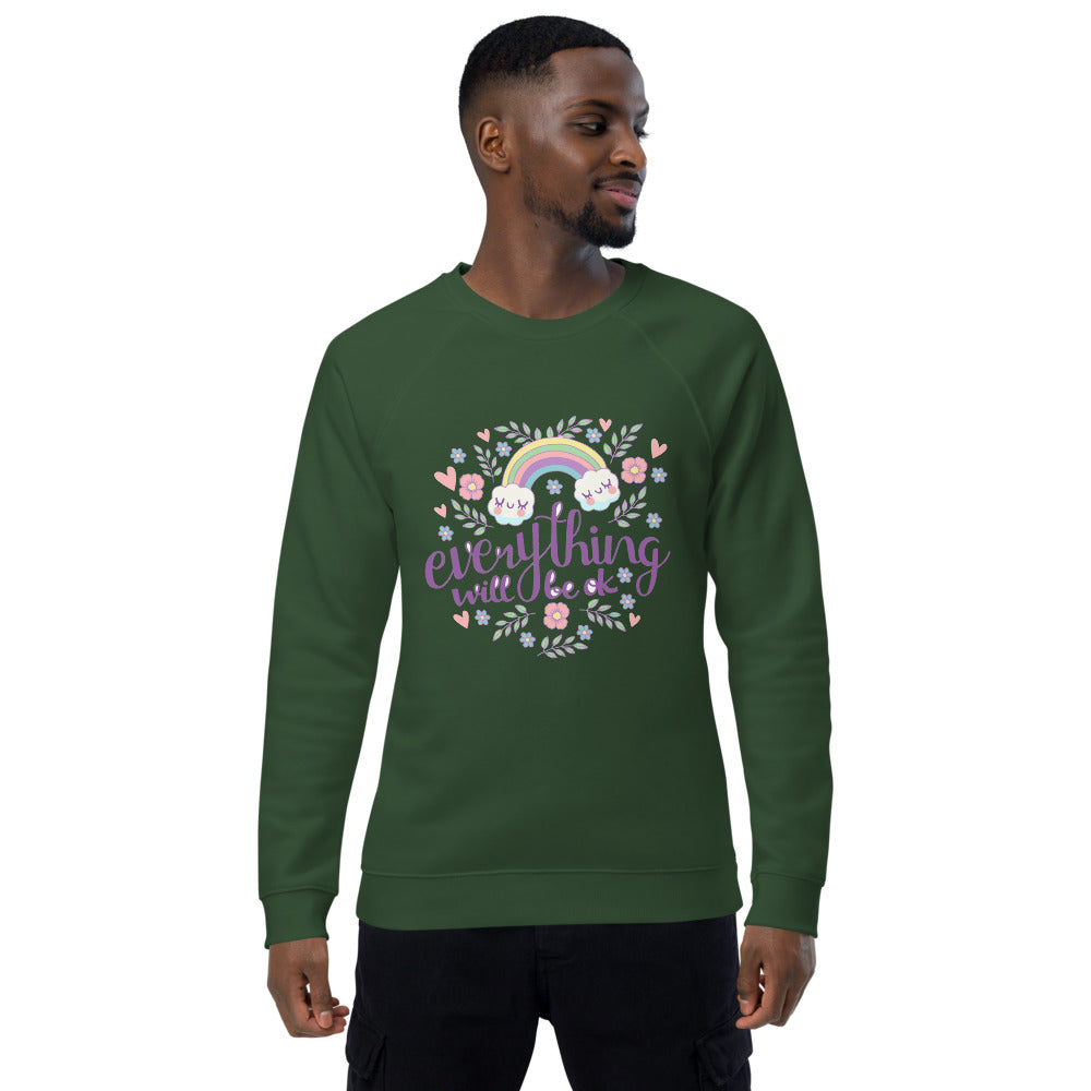 Rainbow - Everything will be ok | Unisex Organic Raglan Sweatshirt | SOL'S 03567