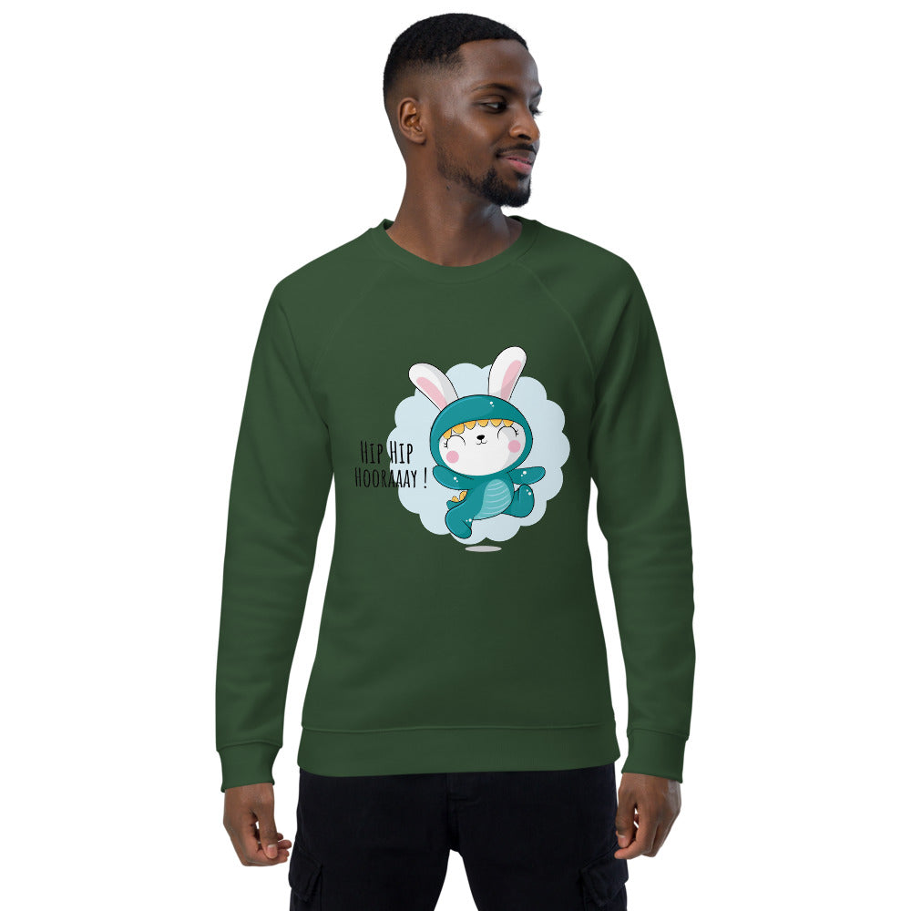 Green rabbit - HIP HIP HOORAAAY | Unisex Organic Raglan Sweatshirt | SOL'S 03567