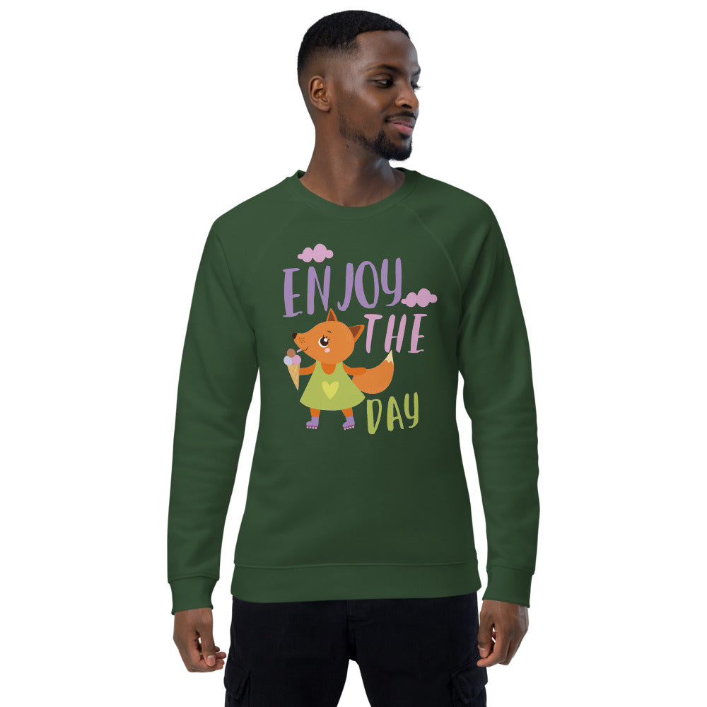 Orange fox - Ẹnoy the day | Unisex Organic Raglan Sweatshirt | SOL'S 03567