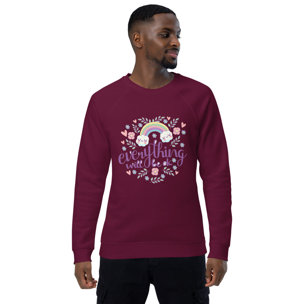 Rainbow - Everything will be ok | Unisex Organic Raglan Sweatshirt | SOL'S 03567