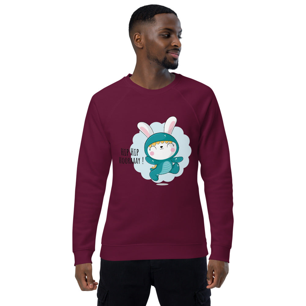 Green rabbit - HIP HIP HOORAAAY | Unisex Organic Raglan Sweatshirt | SOL'S 03567