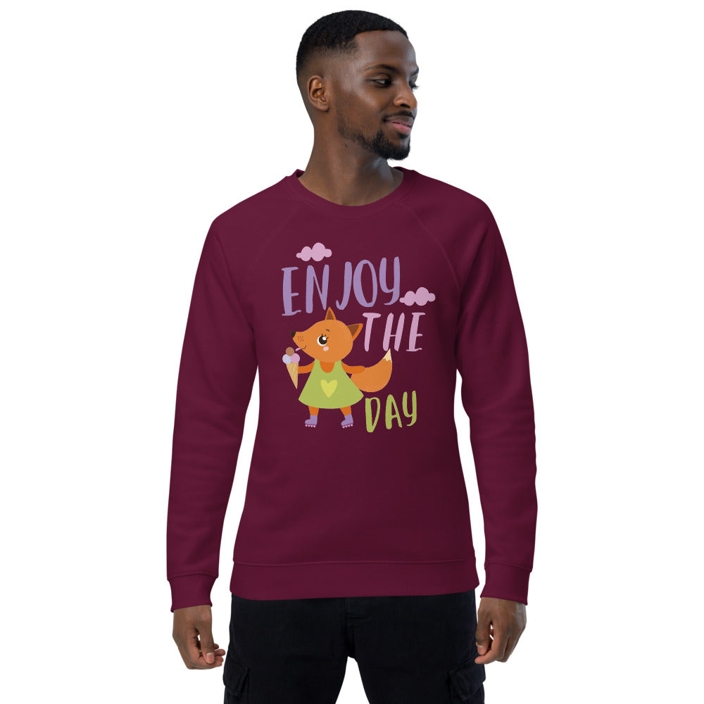 Orange fox - Ẹnoy the day | Unisex Organic Raglan Sweatshirt | SOL'S 03567