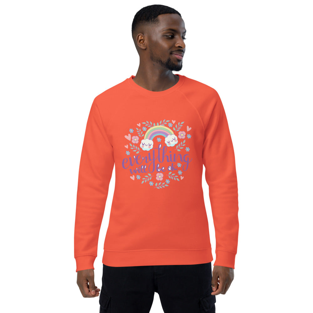 Rainbow - Everything will be ok | Unisex Organic Raglan Sweatshirt | SOL'S 03567