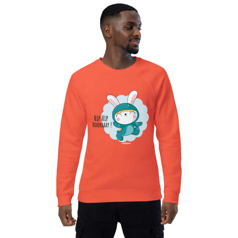 Green rabbit - HIP HIP HOORAAAY | Unisex Organic Raglan Sweatshirt | SOL'S 03567