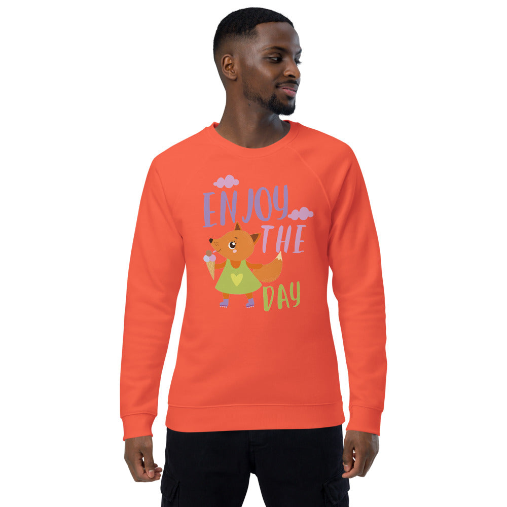 Orange fox - Ẹnoy the day | Unisex Organic Raglan Sweatshirt | SOL'S 03567
