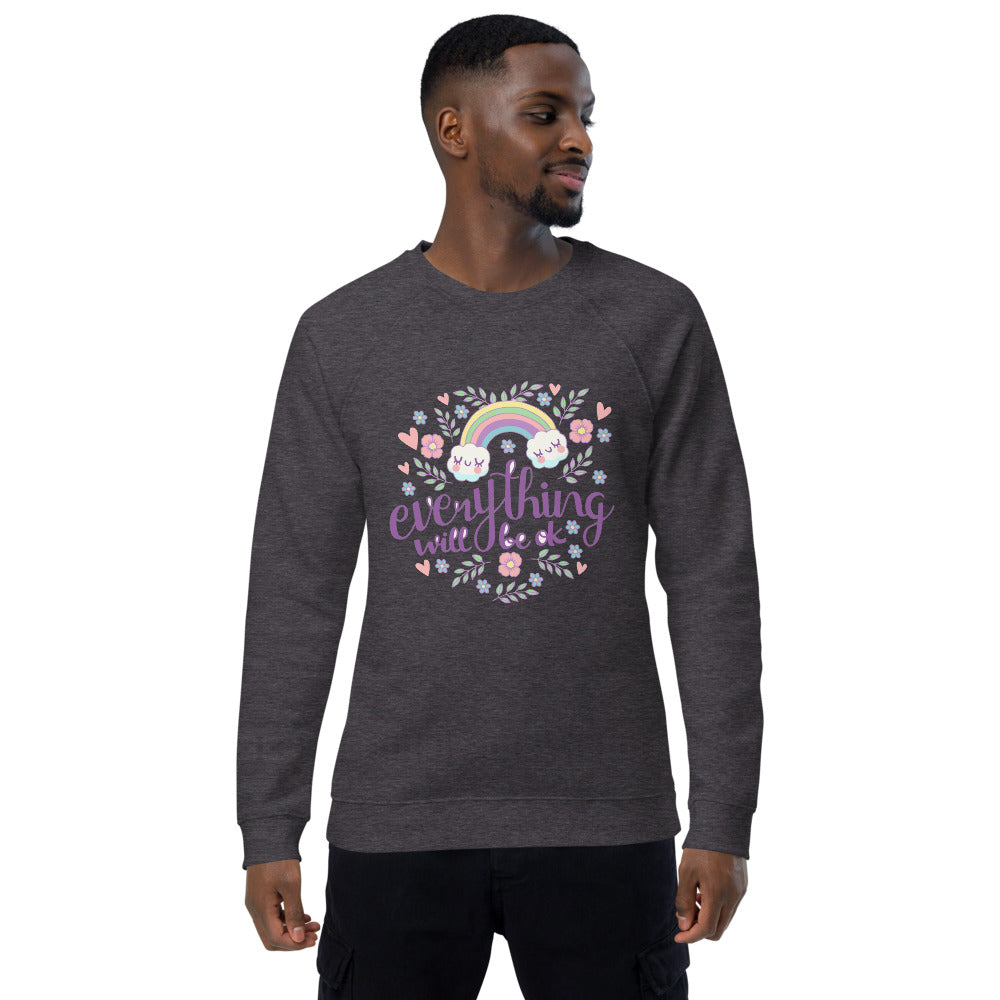 Rainbow - Everything will be ok | Unisex Organic Raglan Sweatshirt | SOL'S 03567