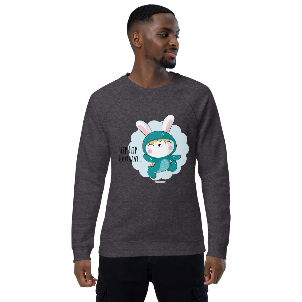 Green rabbit - HIP HIP HOORAAAY | Unisex Organic Raglan Sweatshirt | SOL'S 03567