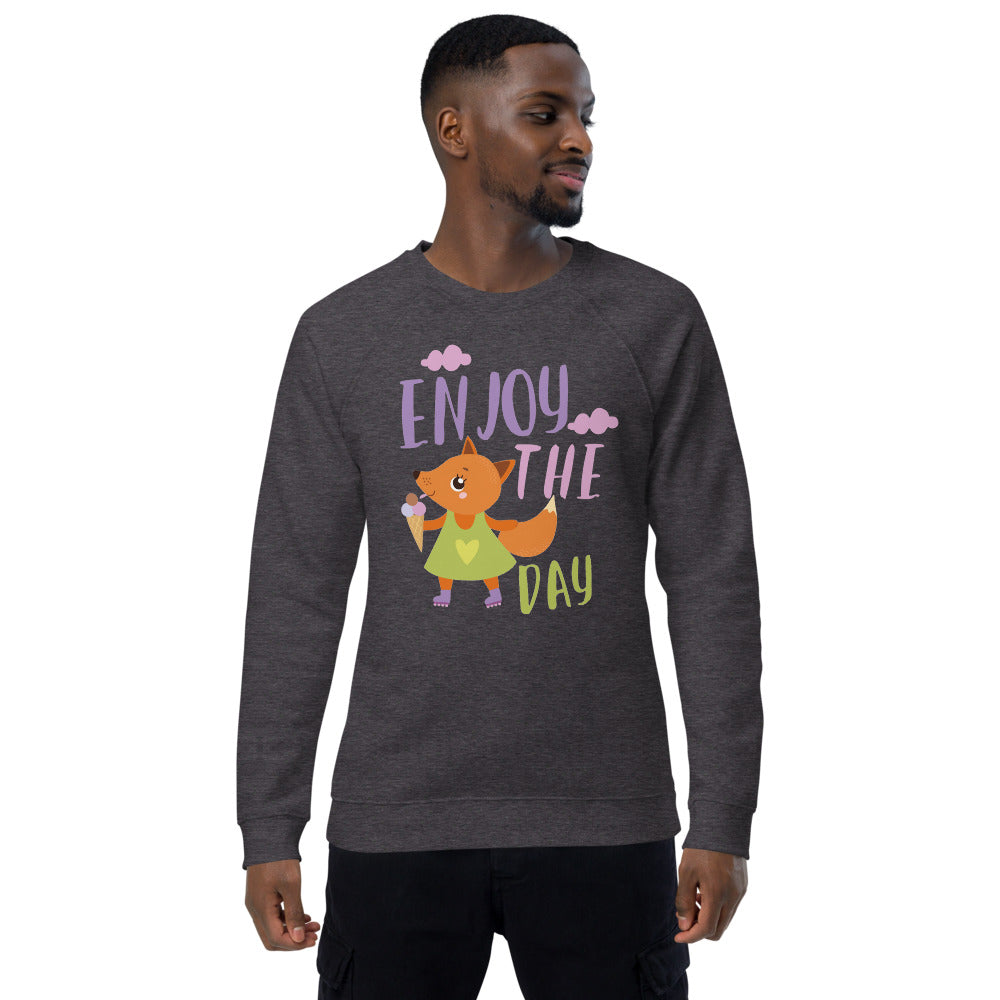Orange fox - Ẹnoy the day | Unisex Organic Raglan Sweatshirt | SOL'S 03567