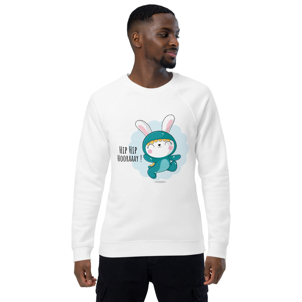 Green rabbit - HIP HIP HOORAAAY | Unisex Organic Raglan Sweatshirt | SOL'S 03567