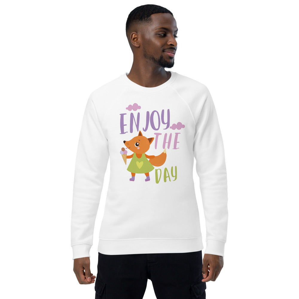 Orange fox - Ẹnoy the day | Unisex Organic Raglan Sweatshirt | SOL'S 03567