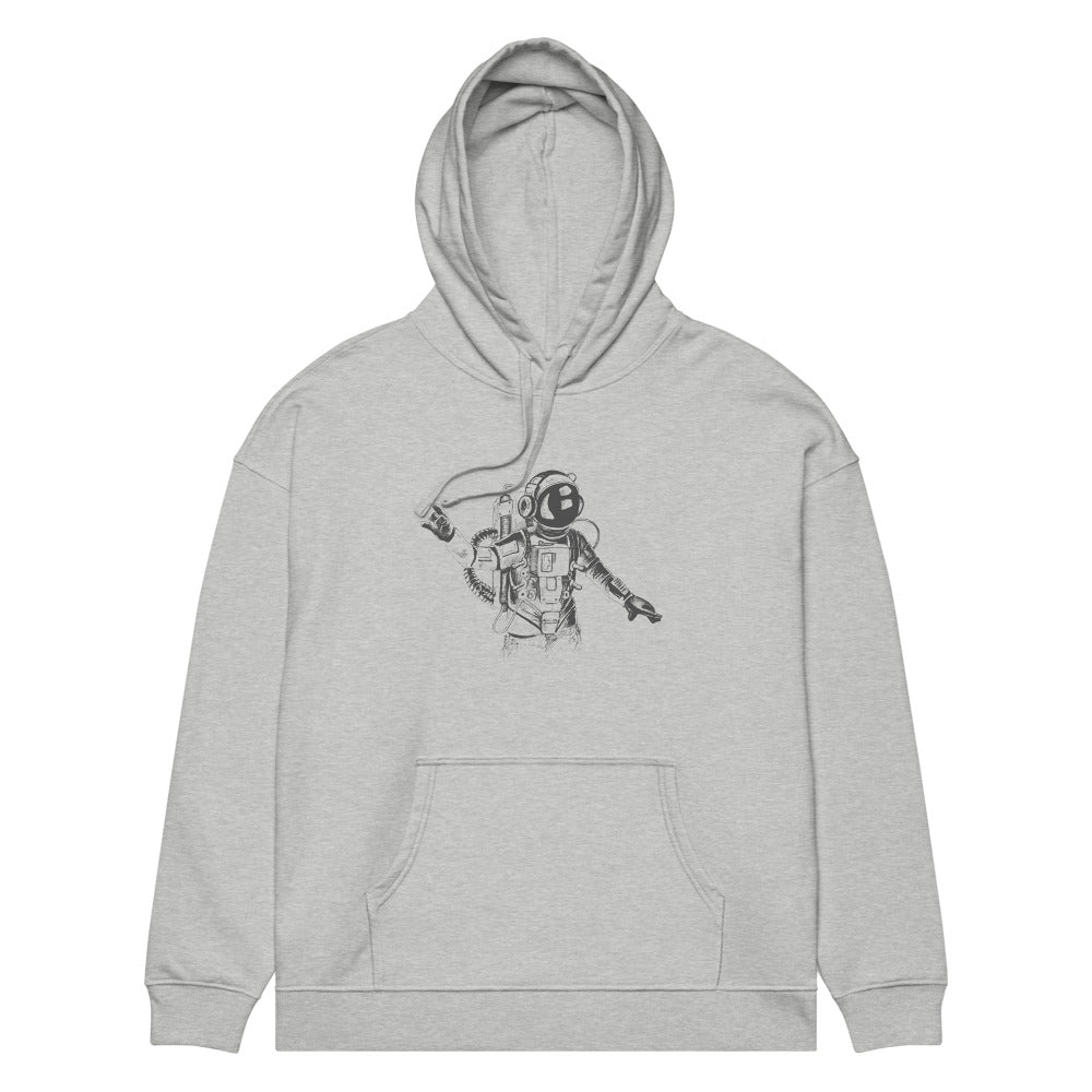 Black & white space travel man | Unisex Organic Relaxed Slammer 2.0 Hoodie | Stanley/Stella SASU024