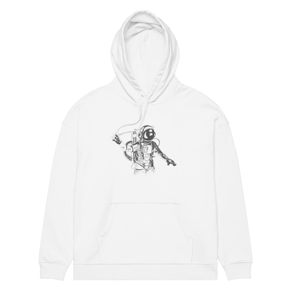Black & white space travel man | Unisex Organic Relaxed Slammer 2.0 Hoodie | Stanley/Stella SASU024