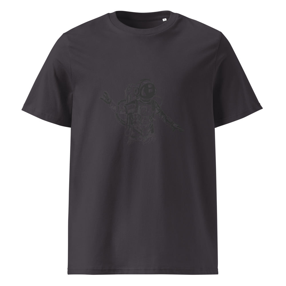Black & white space travel man | Unisex Organic Ribbed Neck Creator 2.0 T-Shirt | Stanley/Stella SATU001