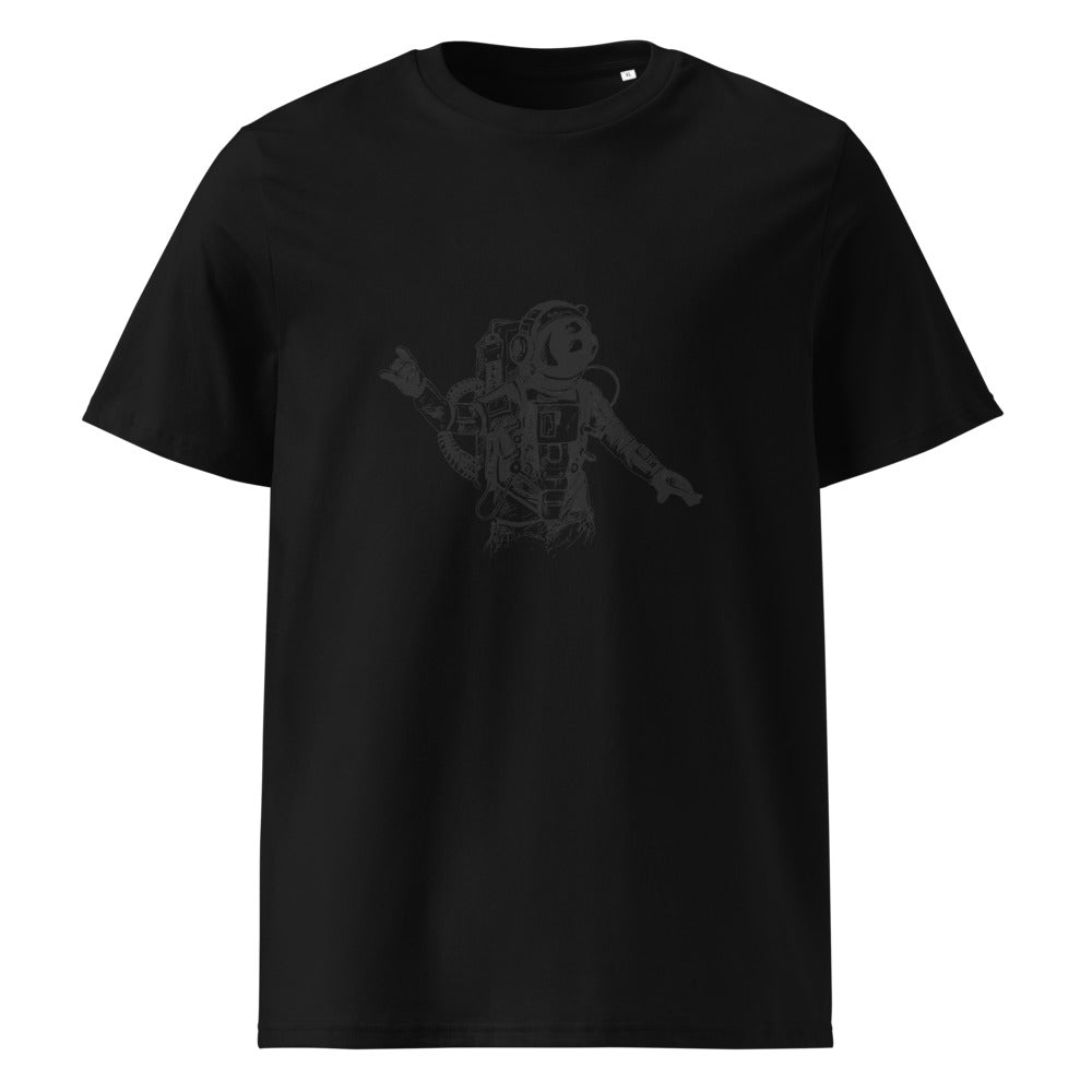 Black & white space travel man | Unisex Organic Ribbed Neck Creator 2.0 T-Shirt | Stanley/Stella SATU001