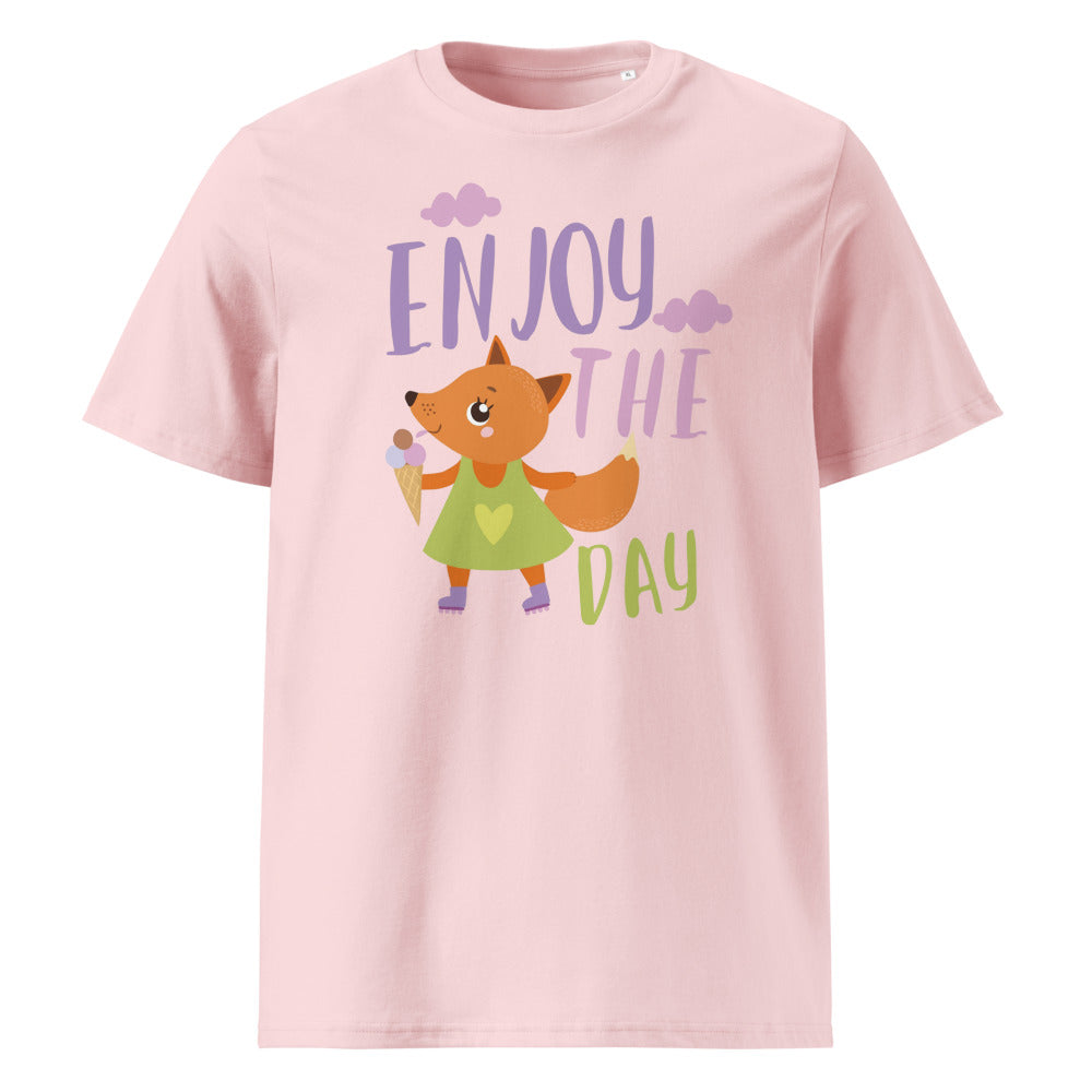 Orange fox - Ẹnoy the day | Unisex Organic Ribbed Neck Creator 2.0 T-Shirt | Stanley/Stella SATU001