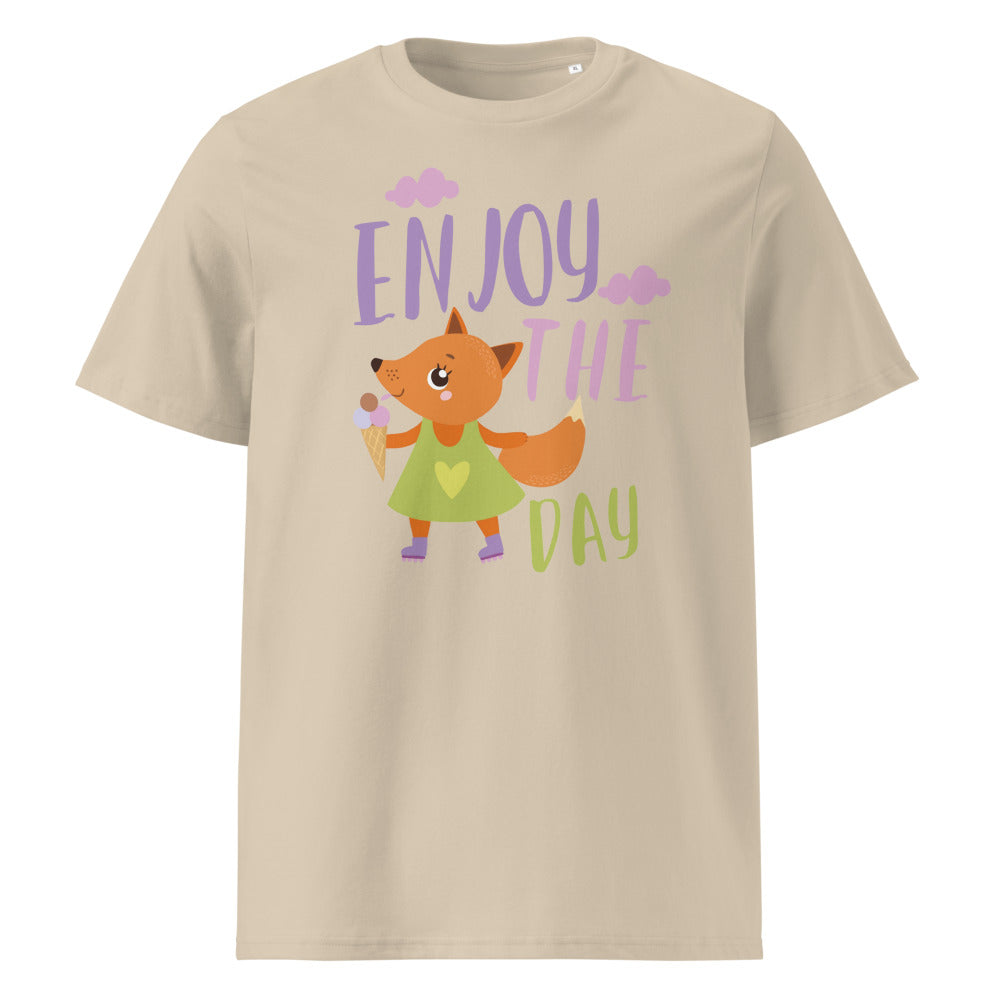 Orange fox - Ẹnoy the day | Unisex Organic Ribbed Neck Creator 2.0 T-Shirt | Stanley/Stella SATU001