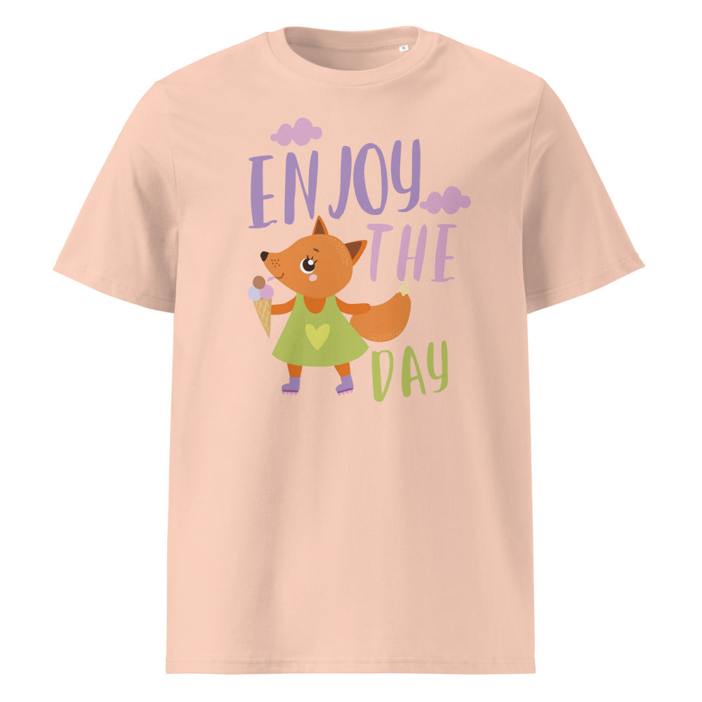 Orange fox - Ẹnoy the day | Unisex Organic Ribbed Neck Creator 2.0 T-Shirt | Stanley/Stella SATU001