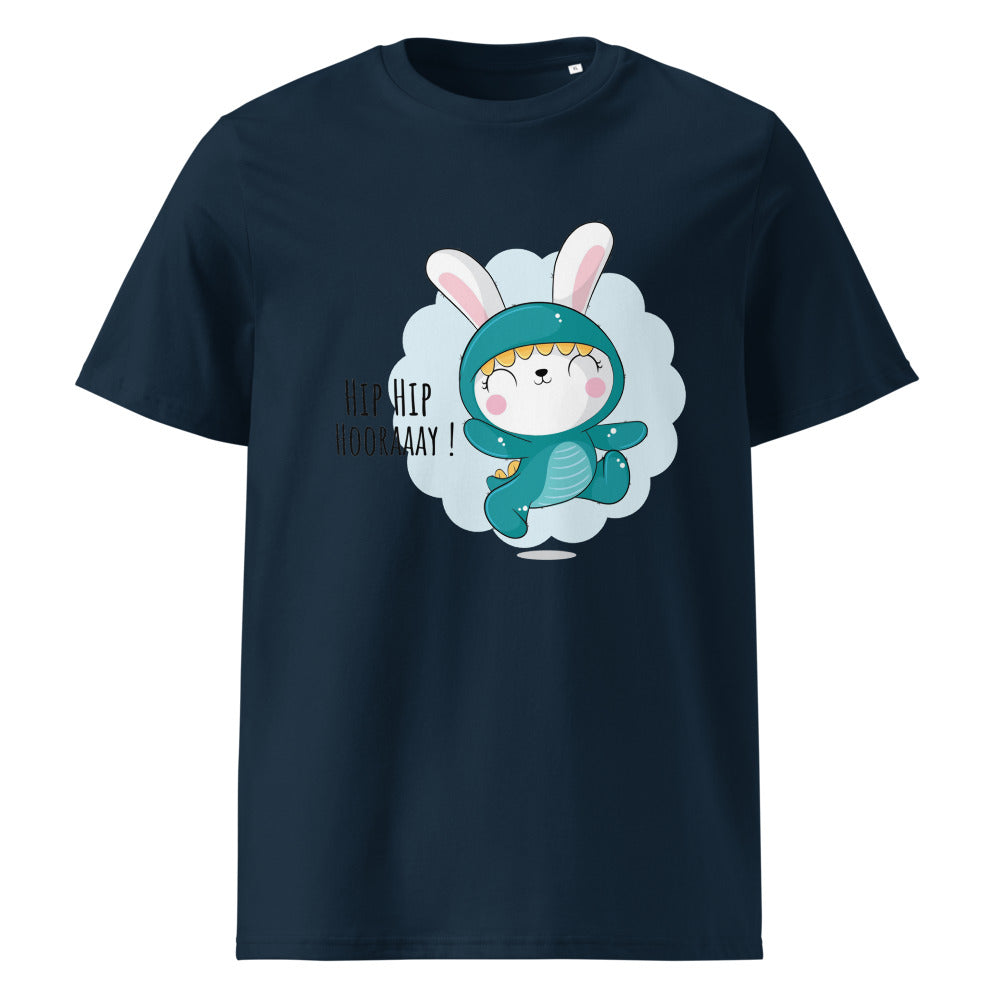 Green rabbit - HIP HIP HOORAAAY | Unisex Organic Ribbed Neck Creator 2.0 T-Shirt | Stanley/Stella SATU001