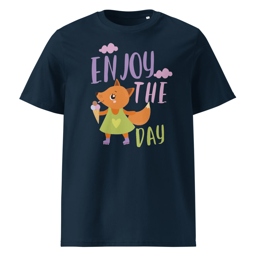 Orange fox - Ẹnoy the day | Unisex Organic Ribbed Neck Creator 2.0 T-Shirt | Stanley/Stella SATU001