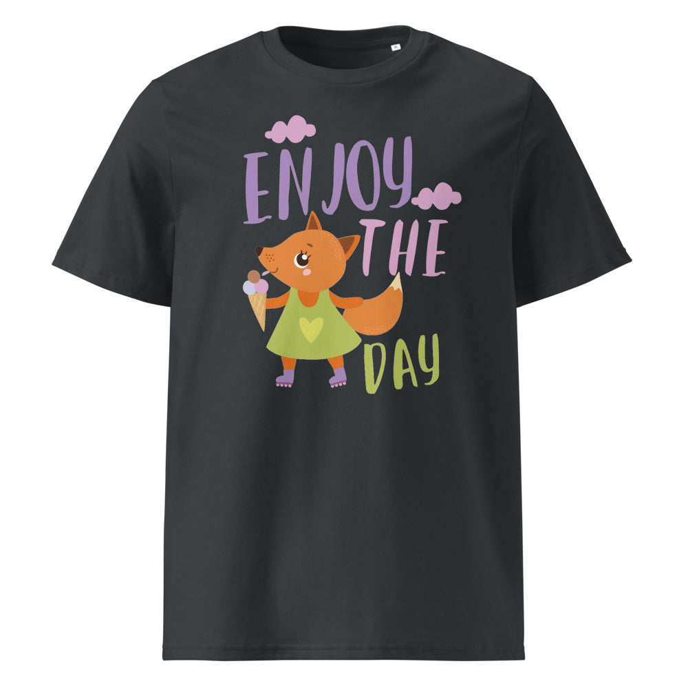 Orange fox - Ẹnoy the day | Unisex Organic Ribbed Neck Creator 2.0 T-Shirt | Stanley/Stella SATU001