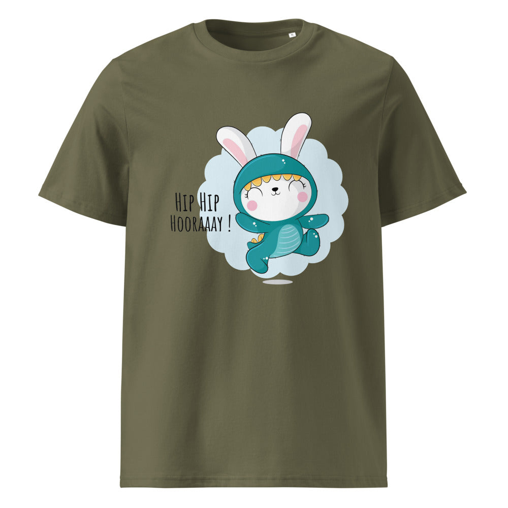 Green rabbit - HIP HIP HOORAAAY | Unisex Organic Ribbed Neck Creator 2.0 T-Shirt | Stanley/Stella SATU001