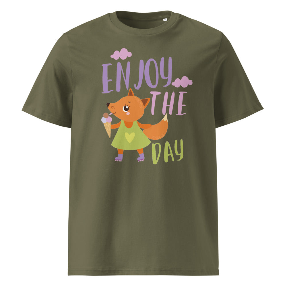 Orange fox - Ẹnoy the day | Unisex Organic Ribbed Neck Creator 2.0 T-Shirt | Stanley/Stella SATU001