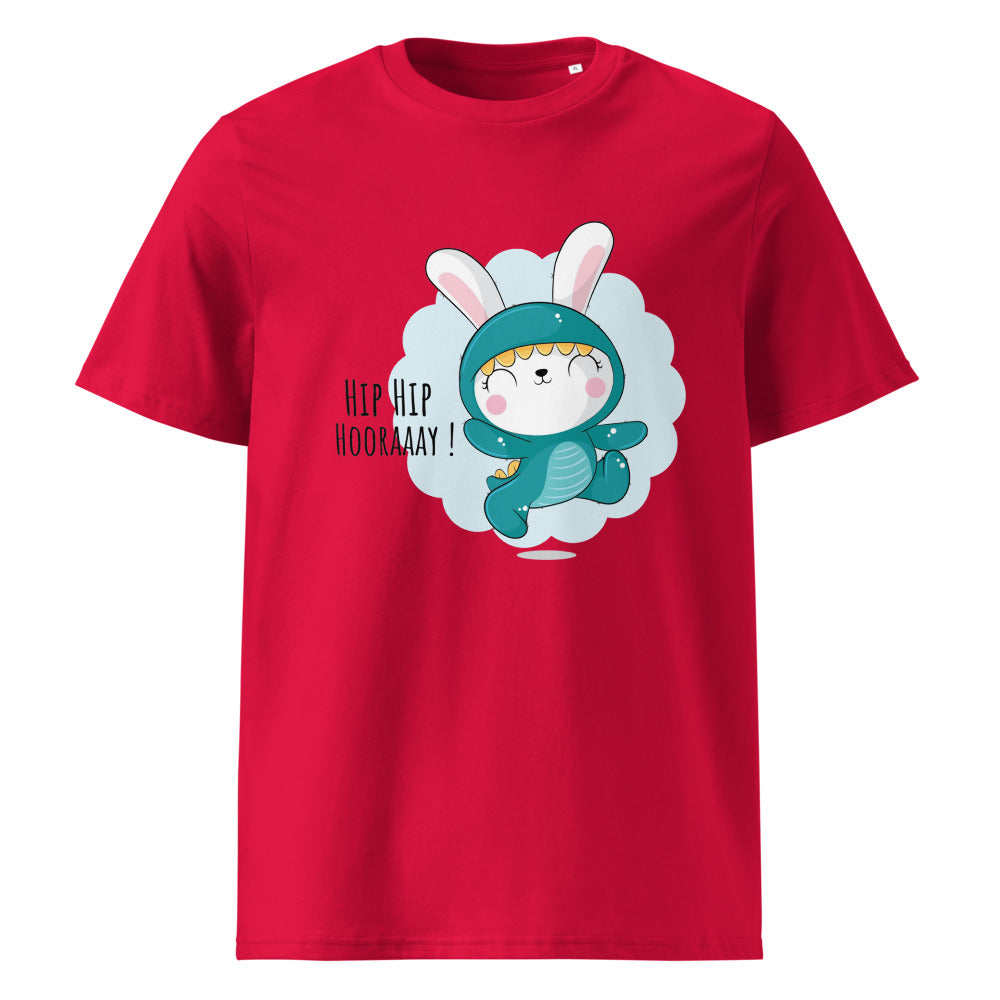 Green rabbit - HIP HIP HOORAAAY | Unisex Organic Ribbed Neck Creator 2.0 T-Shirt | Stanley/Stella SATU001