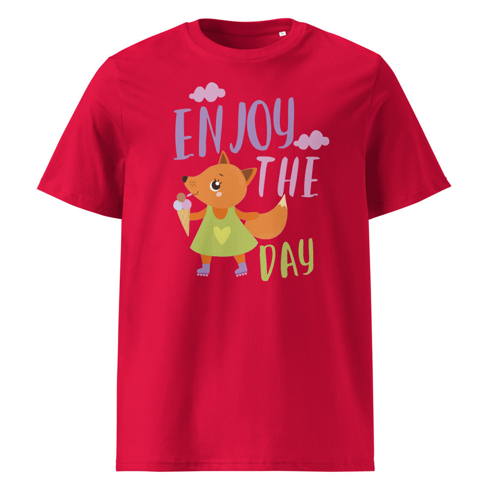 Orange fox - Ẹnoy the day | Unisex Organic Ribbed Neck Creator 2.0 T-Shirt | Stanley/Stella SATU001