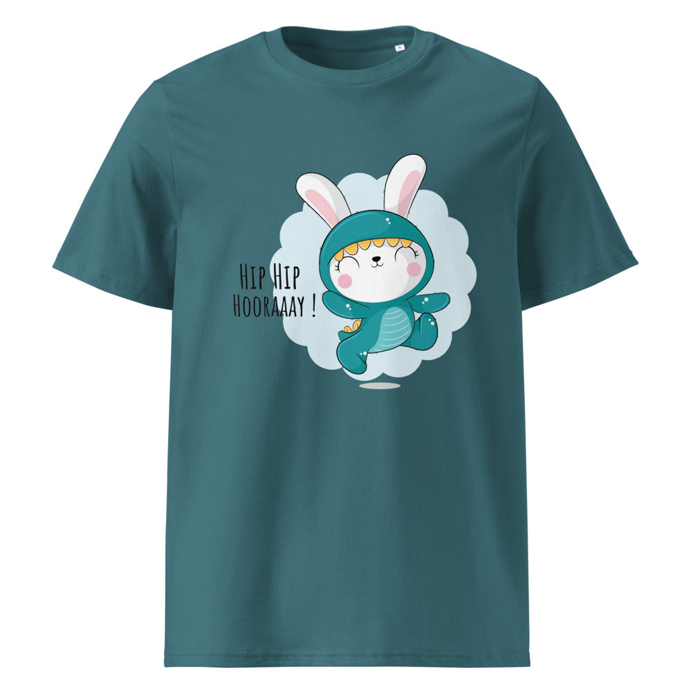Green rabbit - HIP HIP HOORAAAY | Unisex Organic Ribbed Neck Creator 2.0 T-Shirt | Stanley/Stella SATU001