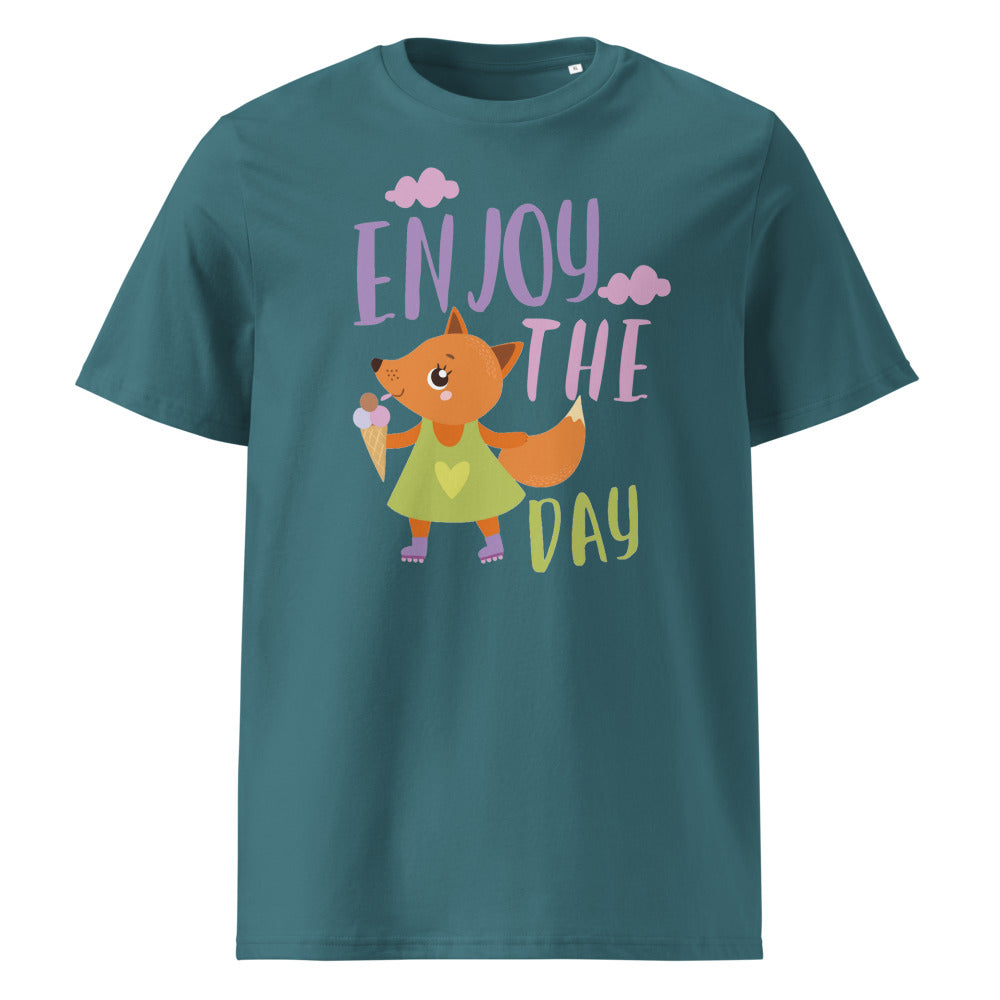 Orange fox - Ẹnoy the day | Unisex Organic Ribbed Neck Creator 2.0 T-Shirt | Stanley/Stella SATU001