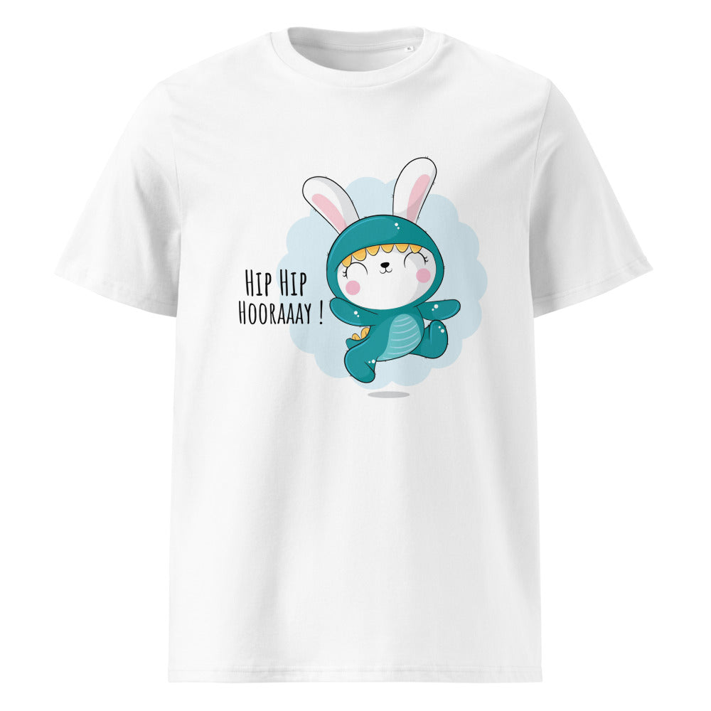 Green rabbit - HIP HIP HOORAAAY | Unisex Organic Ribbed Neck Creator 2.0 T-Shirt | Stanley/Stella SATU001