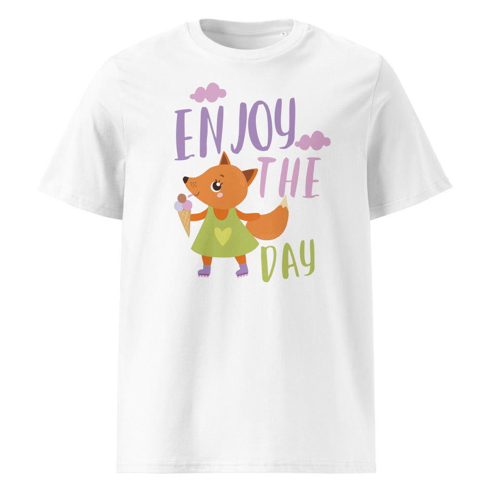 Orange fox - Ẹnoy the day | Unisex Organic Ribbed Neck Creator 2.0 T-Shirt | Stanley/Stella SATU001