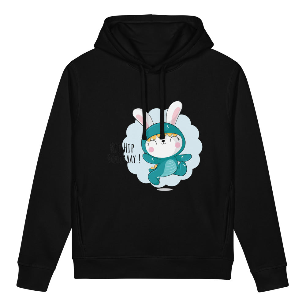Green rabbit - HIP HIP HOORAAAY | Unisex Organic Side Pocket Sounder Hoodie | Stanley/Stella SASU012