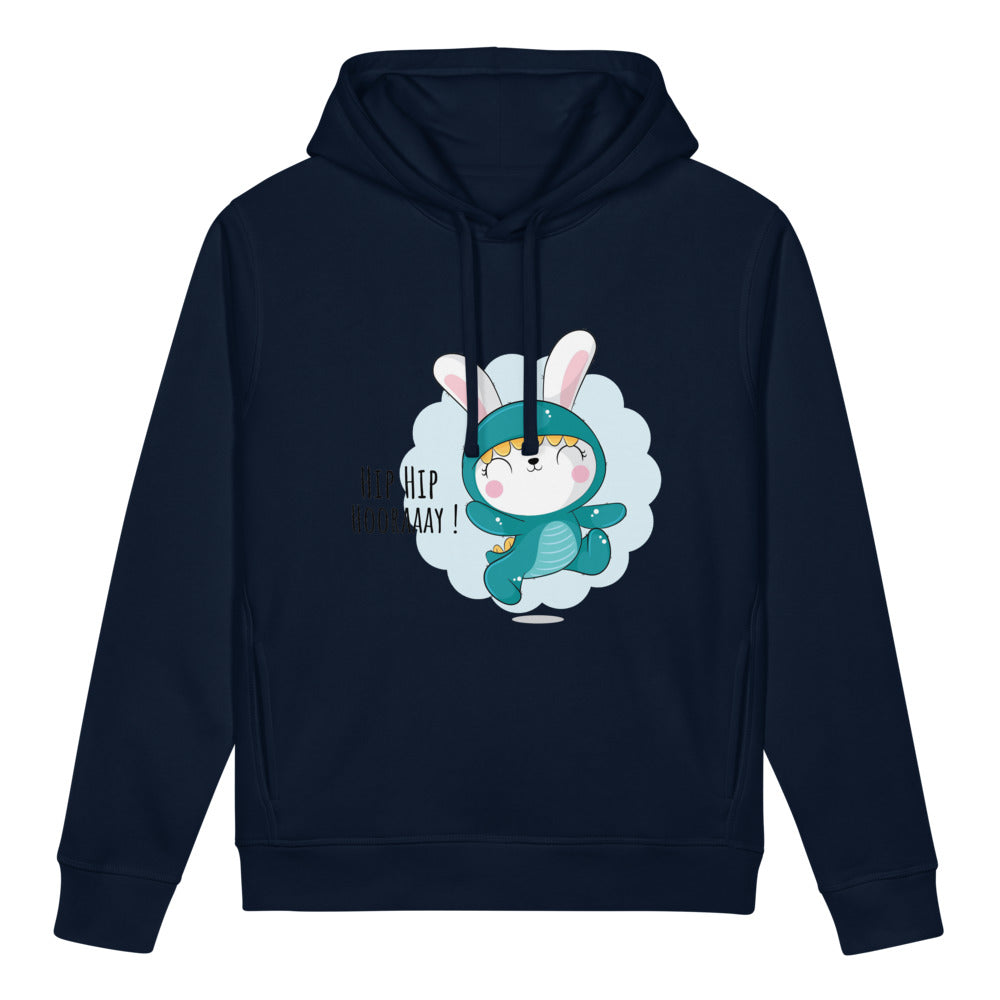 Green rabbit - HIP HIP HOORAAAY | Unisex Organic Side Pocket Sounder Hoodie | Stanley/Stella SASU012
