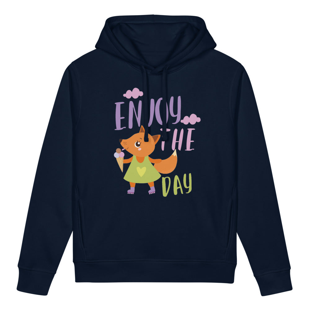Orange fox - Ẹnoy the day | Unisex Organic Side Pocket Sounder Hoodie | Stanley/Stella SASU012