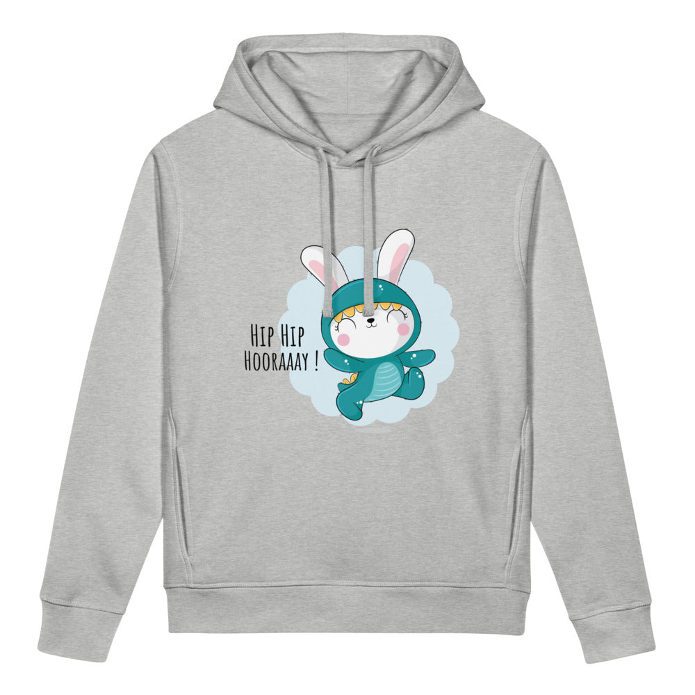 Green rabbit - HIP HIP HOORAAAY | Unisex Organic Side Pocket Sounder Hoodie | Stanley/Stella SASU012